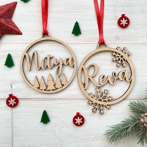 Personalized Christmas Ornament, Wooden Ornament, Custom Name Ornament