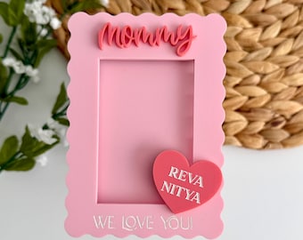 Mother's Day Photo Frame Magnet with heart, Personalized Gift for Mom, Grandmother, Acrylic Picture Frame Magnet