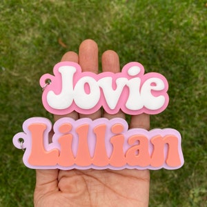 Personalized Acrylic Keychain, Backpack name Keychain, 3D name tag, Custom name tag, retro name tag, diaper bag tag, Kids Keychain