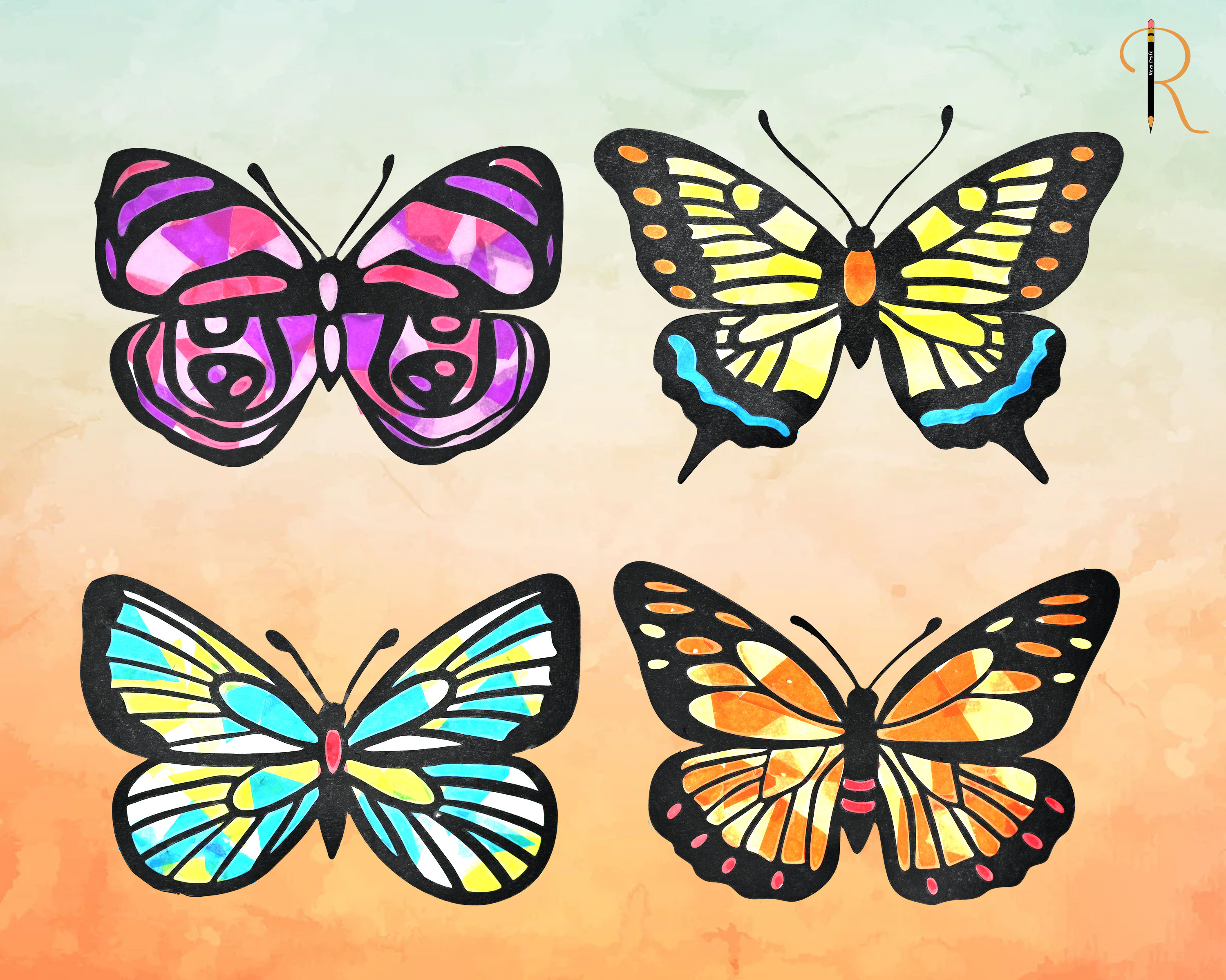 Butterfly suncatcher Kits, Nature Activity, Kids Craft Kit, Stain Glass Suncatchers, Gift For Kids