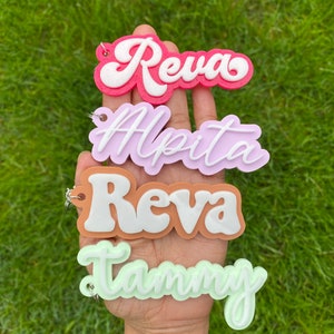 Personalized Acrylic Keychain, Backpack name Keychain, 3D name tag, Custom name tag, personalized acrylic name tag, diaper bag tag