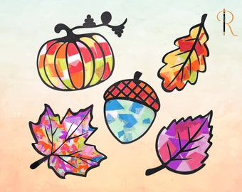 Fall Suncatcher Kit, Leaves Suncatcher kit, Kids Craft kit, Preschool craft, Stained Glass Suncatcher, Gifts for kids