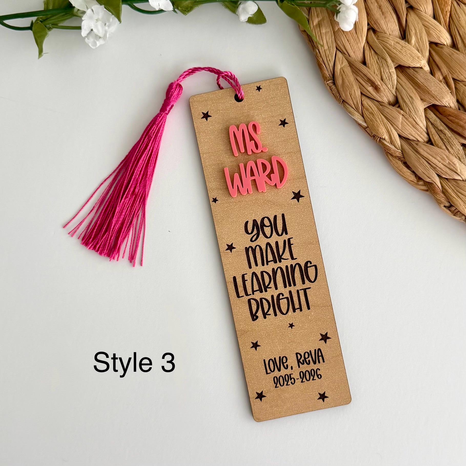 Custom Teacher Name Bookmark, Personalized Teacher Bookmark, Teacher ...