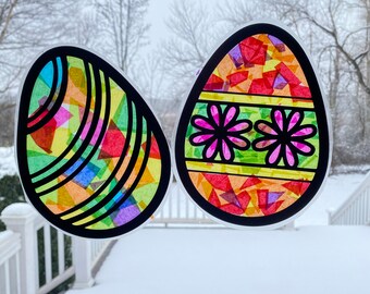 Easter Eggs Suncatcher Kit Set of 2 Spring Crafts Kids 