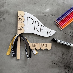 First and Last Day of School Pennant Flag, Reusable Back to School Photo Prop, Interchangeable Sign for First/Last Day of School
