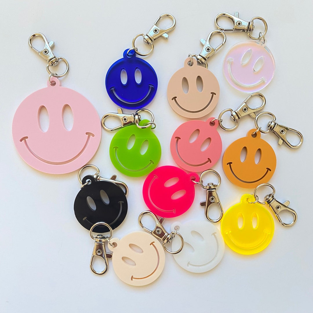 Face Key Rings Smiley Face Keychain Acrylic Retro Key Ring, Friend Gift, Cute Keychain ...