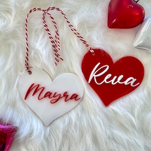 Valentine&#39;s Day Tags, Valentine&#39;s Gift Basket Tag, Personalized Name Tag, Heart Tags