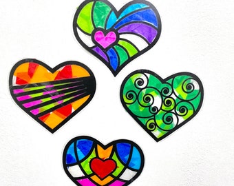 Hearts Suncatcher Kit, Valentine Crafts, Kids Craft kit, Stained Glass Suncatcher, Gifts for Kids
