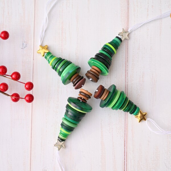 Button Christmas Tree, Christmas Ornament, Button trees