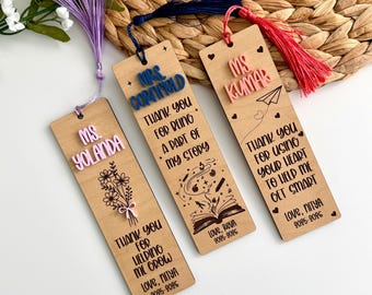 Custom Teacher Name Bookmark, Personalized Teacher Bookmark, Teacher Appreciation Gift