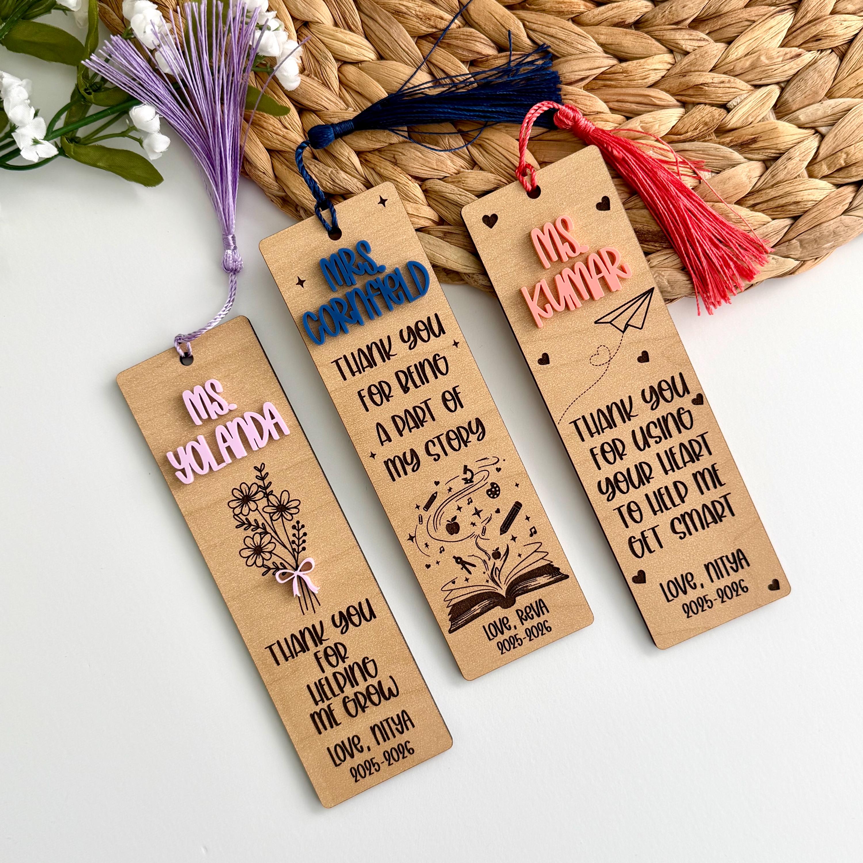 Custom Teacher Name Bookmark, Personalized Teacher Bookmark, Teacher ...