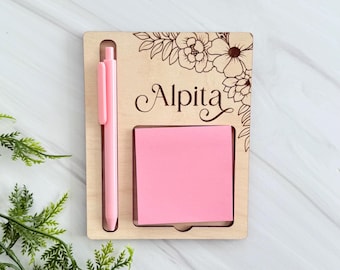 Personalized Sticky Note Holder, Personalized Teacher Gift, Teacher Appreciation Gift, Custom note pad holder, Floral notepad holder