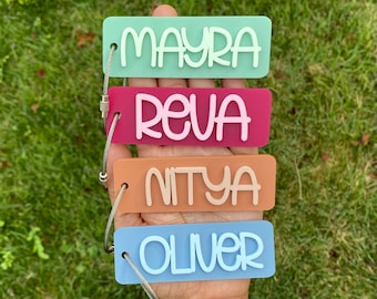 Personalized Backpack Tag, Personalized acrylic bag tag, Backpack name Keychain, 3D name tag, Custom name tag, diaper bag tag, Lunch box tag