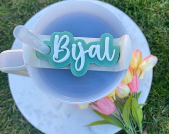 Plaque signalétique personnalisée Tumbler, étiquette nominative 3D personnalisée, Name Toppers pour le couvercle du tumbler, Quenchers H2.0 Tumbler 30oz/40oz