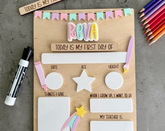 First and Last Day of School Sign, Custom Back to School Photo Prop, Reusable Sign for First/Last Day of School, Dry-erase School sign