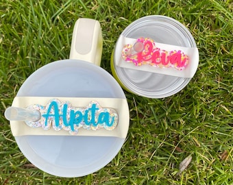Personalized Tumbler nameplate, Glitter nameplate Custom 3D name tag, Glitter Name Toppers for tumbler lid Quenchers H2.0 Tumbler 30oz/40oz