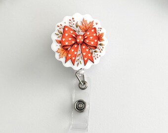 Porte-badge rétractable citrouille d'automne pour infirmières et enseignants, clip pour badge automnal