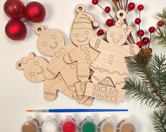 Personalized Gingerbread Paint Kit, Christmas Craft, Christmas Eve Activity, Christmas Painting kit, Stocking Stuffers, DIY Gingerbread Kids