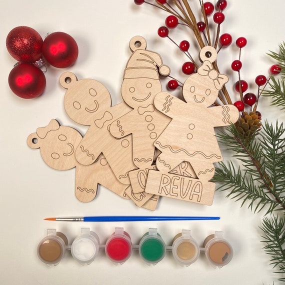 Personalized Gingerbread Paint Kit, Christmas Craft, Christmas Eve Activity, Christmas Painting kit, Stocking Stuffers, DIY Gingerbread Kids