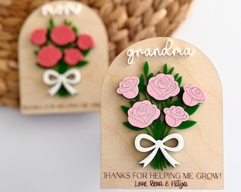 Custom Floral Magnet for Mom, Grandma, Mother's Day Gift, Personalized gift for Mother
