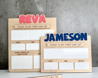 Personalized First Day of School Sign, Back to School Photo Prop, Reusable Sign for First/Last Day of School, Dry-erase sign