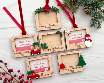 Personalized Photo Frame Ornament or Magnet: Christmas Keepsake Gift for Family, Grandparents