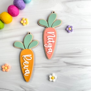 Easter basket tag, Personalized Easter Basket Name tag, Carrot Basket Tag,  Easter gift tag, Easter gift for Kids
