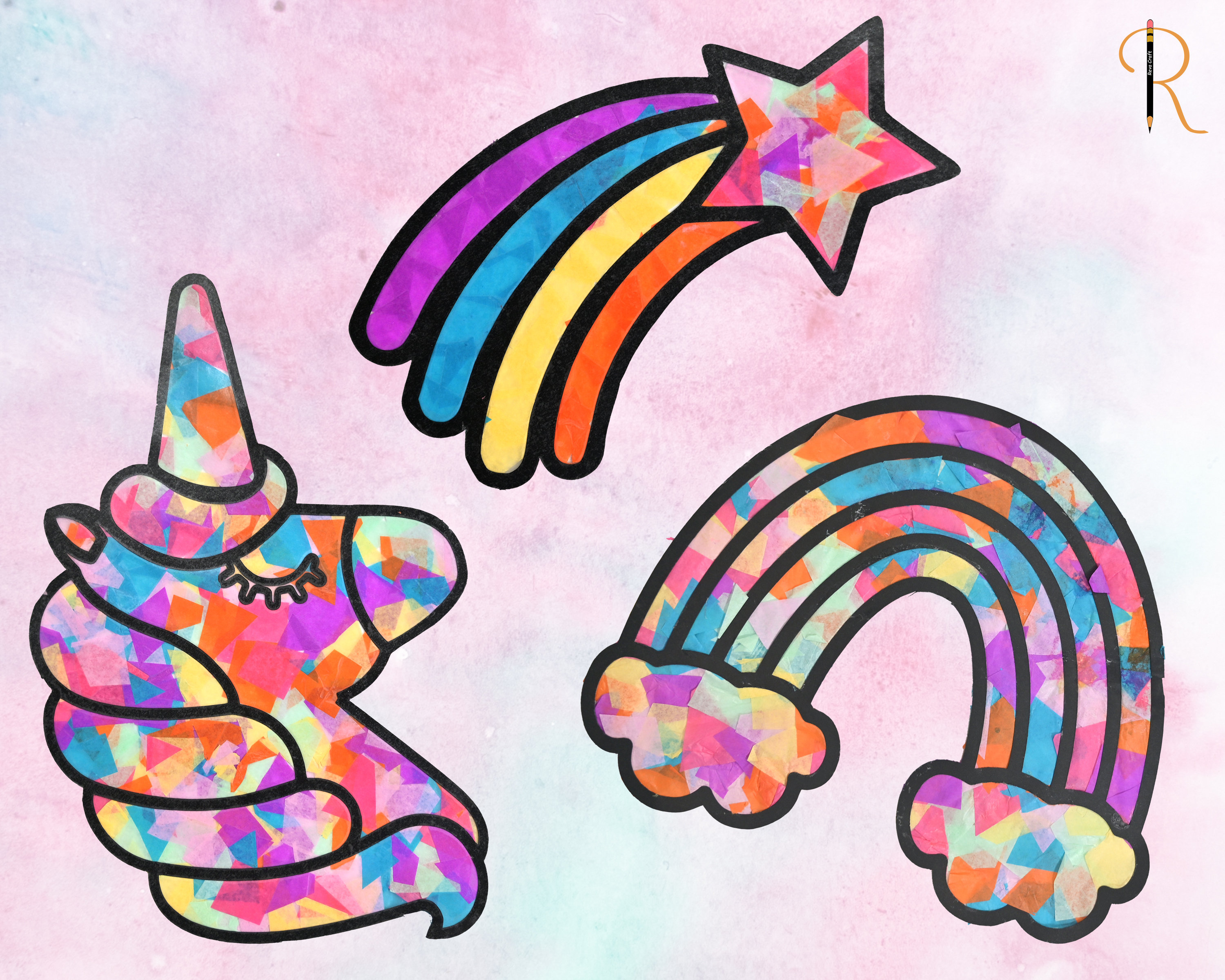 Unicorn & Rainbow Suncatcher Kit Kids Craft Kit Stained Etsy