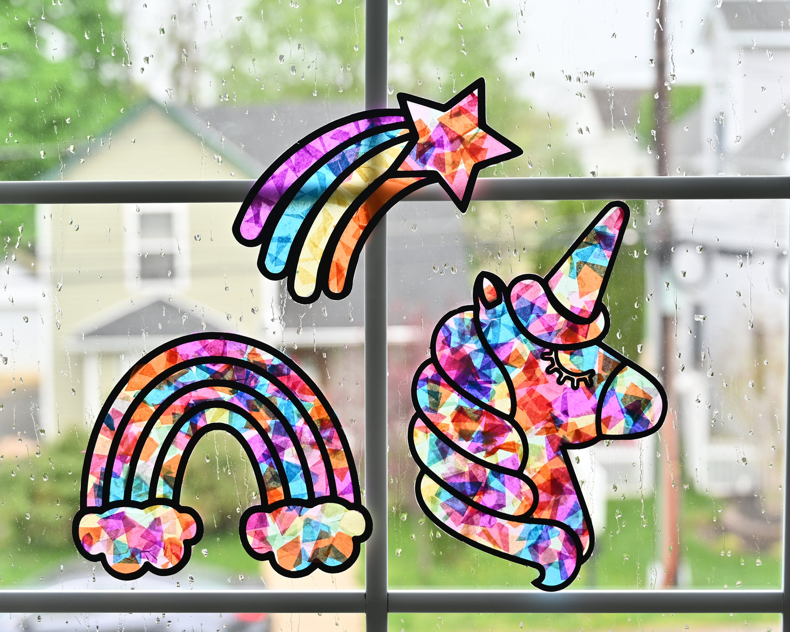 Unicorn & Rainbow Suncatcher Kit Kids Craft Kit Stained Etsy UK