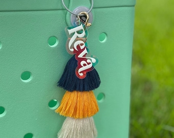 Porte-clés pompon prénom personnalisé, porte-clés pompon personnalisé, étiquette de nom de sac à dos