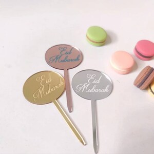 Eid Mubarak Acrylic Cupcake Toppers