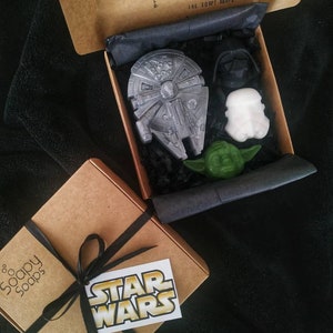 Star Wars inspired gift set/Star Wars-inspired soap gift box/soap set/ handmade gift box/ millenium falcon/ yoda image 1