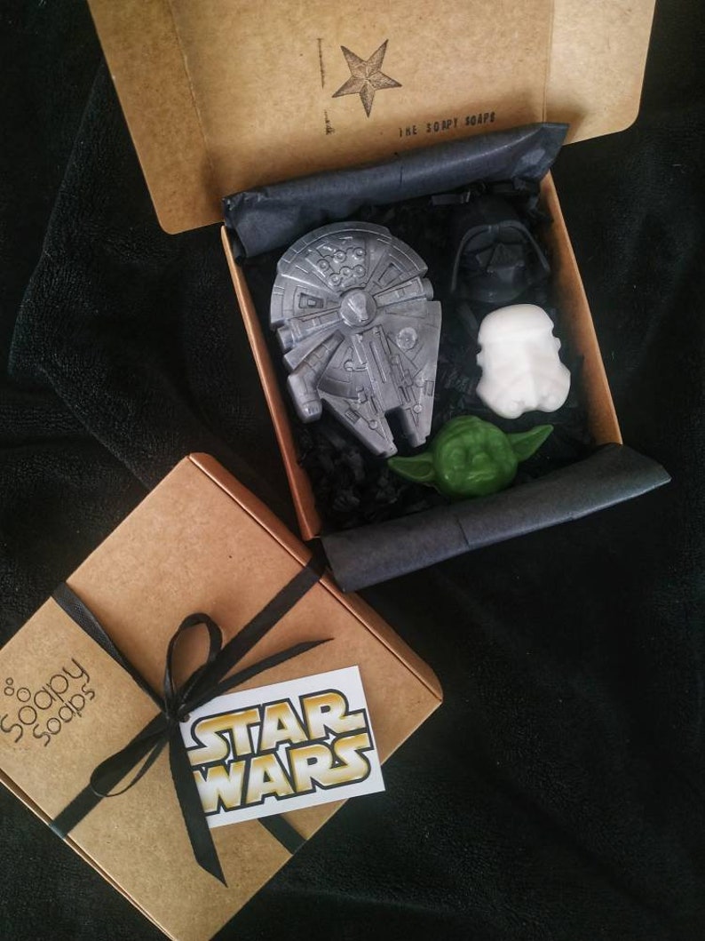 Star Wars inspired gift set/Star Wars-inspired soap gift box/soap set/ handmade gift box/ millenium falcon/ yoda image 1