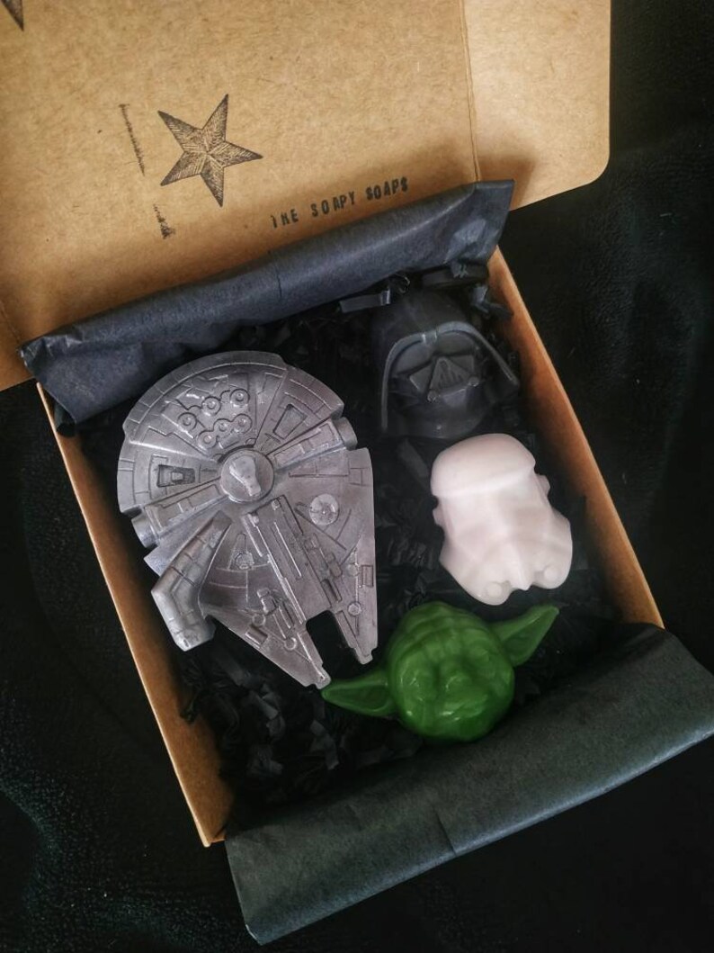 Star Wars inspired gift set/Star Wars-inspired soap gift box/soap set/ handmade gift box/ millenium falcon/ yoda image 2