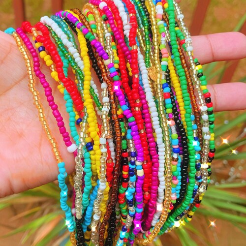Crystal Glass Waist Beads/african Waist Beads/transparent Etsy