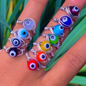 Draad verpakt Glas Eye Ring