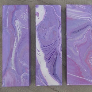 Lilac Skies - Lavender colored acrylic pour set of 3