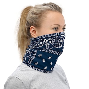 Navy Paisley Neck Gaiter - Breathable Face Cover