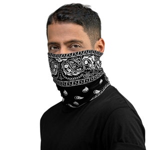Black Paisley Neck Gaiter - Face Covering for Runner and Riders