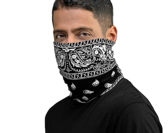 Black Paisley Neck Gaiter - Face Covering for Runner and Riders
