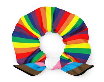 Pride Scrunchie with Removeable Bow- Rainbow Hair Accessory for LGBTQIA Pride