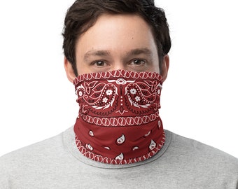 Maroon Paisley Neck Gaiter - Bandana Style Face Covering