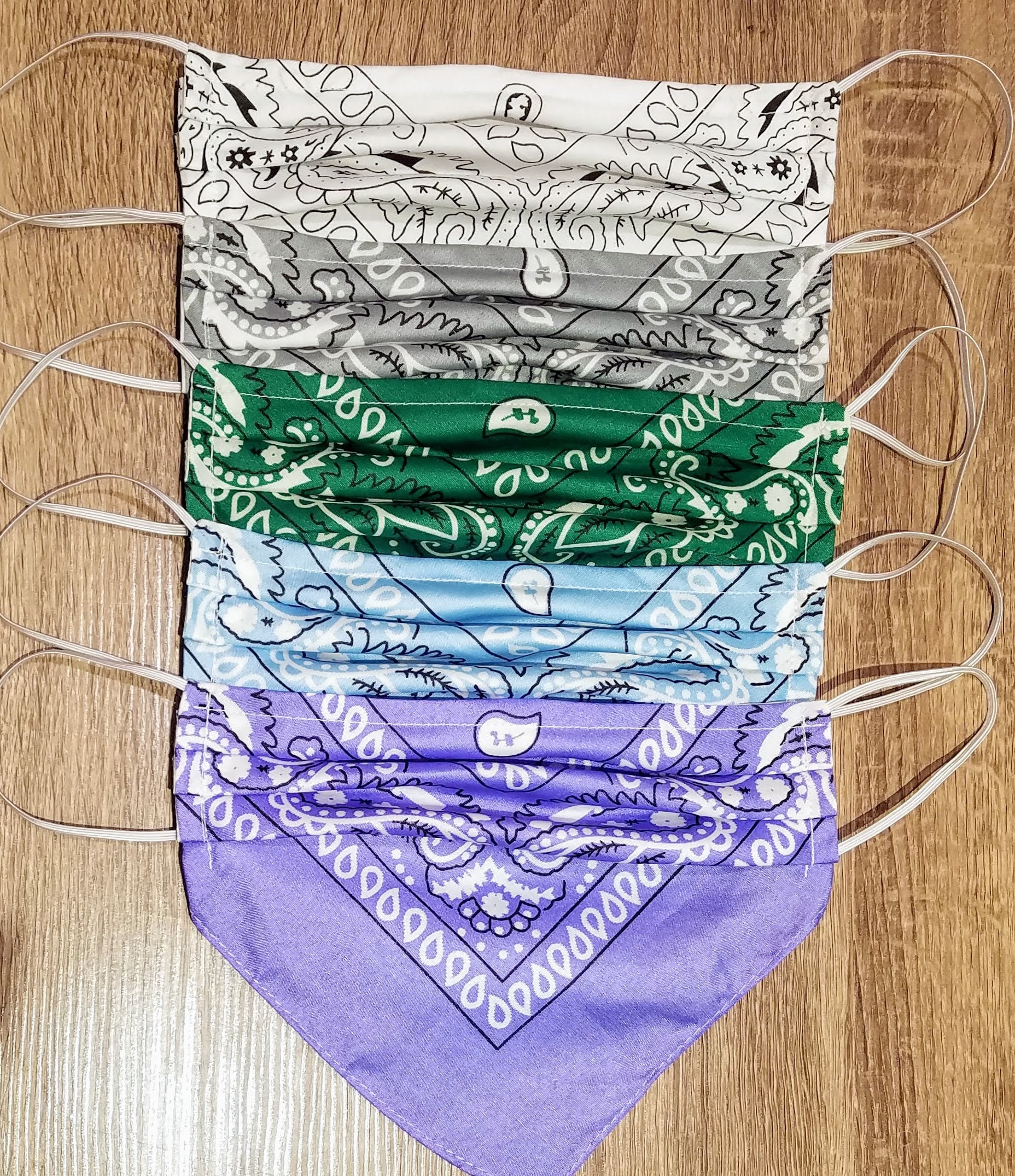 Bandana Face Mask in Lime Green Paisley - Double Layer Machine