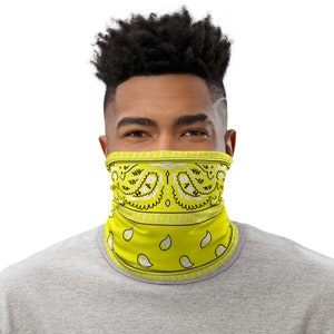 Yellow Paisley Neck Gaiter - Bandana Face Covering
