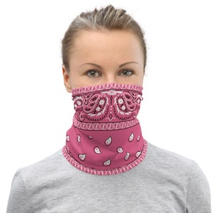 Pink Paisley Neck Gaiter Face Covering - Bandana Style Mask