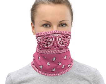 Pink Paisley Neck Gaiter Face Covering - Bandana Style Mask