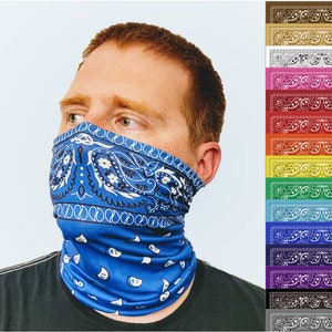 Green Paisley Neck Gaiter Bandana Face Covering for Riding or Running image 5