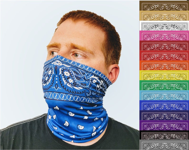 Green Paisley Neck Gaiter Bandana Face Covering for Riding or Running image 5