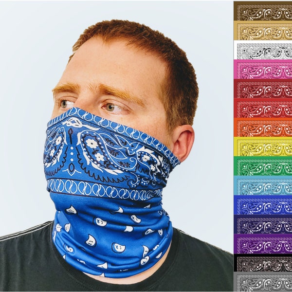 Paisley Bandana Neck Guiter - Masque facial lavable en machine pour les coureurs - Couvre-visage qui couvre la barbe