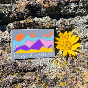 Nature Stickers, High Quality Vinyl, Outdoors, Explore, Hike, Never Stop Exploring, Peaks and Valleys, Car Decal, Laptop, Water Bottle